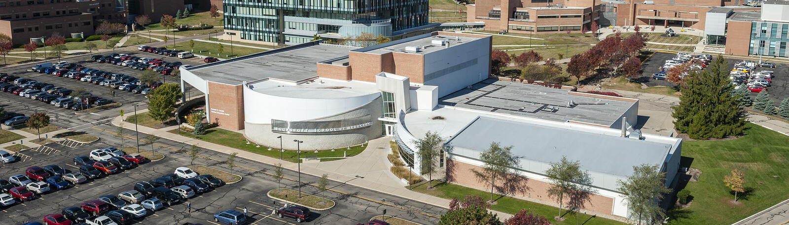 aerial photo of wright state university campus