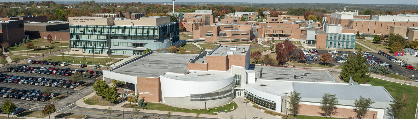 aerial photo of wright state university campus