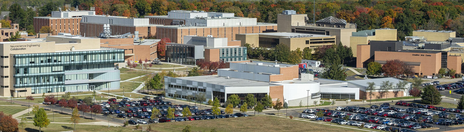 aerial photo of wright state university campus